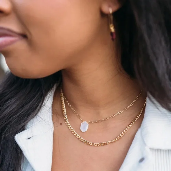 Iridescent Moonstone Gemstone Pendant Choker Necklace - Picture 7 of 8